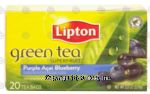 Lipton Superfruit green tea with purple acai and blueberry flavor, 20 tea bags Center Front Picture