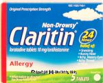 Claritin Original non-drowsy relief of sneezing, runny nose .. tablets 24 hour Center Front Picture