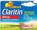 Claritin  children's allergy relief, loratadine tablets 5mg/antihistamine, grape flavored chewables Center Front Picture