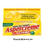 Aspercreme  maximum strength pain relieving creme with aloe, odor free, non-greasy Center Front Picture