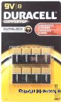 Duracell Coppertop 9-volt alkaline batteries Center Front Picture