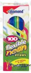 Diamond  flexible neon straws, 7 5/8 x 1/4 dia. inch Center Front Picture