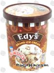 Edy's Grand Ice Cream drumstick; vanilla ice cream swirled w/fudge, chocolaty coated peanuts and cone pieces Center Front Picture