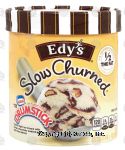 Edy's Slow Churned vanilla light ice cream with fudge, choco coated peanuts, and cone pieces Center Front Picture