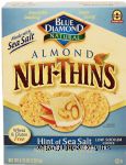 Blue Diamond Nut-Thins hint of sea salt almond nut & rice cracker snacks, wheat & gluten free Center Front Picture