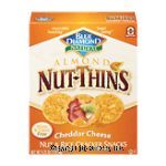 Blue Diamond Nut-Thins almond, cheddar cheese flavor almond nut & rice cracker snacks, wheat & gluten free Center Front Picture