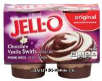 Jell-o  chocolate vanilla swirls pudding snacks, 4 cups, refrigerated item Center Front Picture