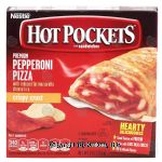 Nestle Hot Pockets premium pepperoni pizza with reduced fat mozzarella cheese in a crispy crust, 2 sandwiches Center Front Picture