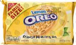 Nabisco Oreo lemon creme stuffed oreo cookies, family size, wrapper Center Front Picture