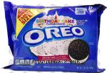 Nabisco Oreo birthday cake flavor creme filled oreo cookies, family size, wrapper Center Front Picture