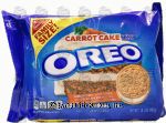 Nabisco Oreo carrot cake creme filled oreo cookies, family size, wrapper Center Front Picture