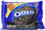 Nabisco Oreo dark choclate creme filled oreo cookies, family size, wrapper Center Front Picture