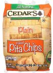 Cedar's All Natural plain baked pita chips Center Front Picture