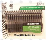 Zebra Z-Grip retractable ball point pen, medium point, 1.0mm, black ink Center Front Picture