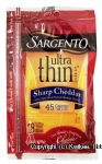 Sargento(R) Ultra Thin sliced natural sharp cheddar cheese, 45 calories per slice, 18 slice Center Front Picture