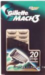 Gillette Mach 3 shaver refill cartridges, 3 blade system Center Front Picture