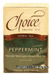 Choice  peppermint organic herbal tea, caffeine free, 16-bags Center Front Picture