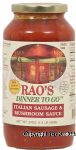 Rao's Dinner To Go italian sausage & mushroom pasta sauce Center Front Picture