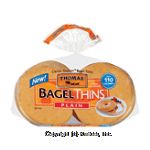 Thomas' Bagel Thins plain, 8-count, pre-sliced, 110 calories Center Front Picture