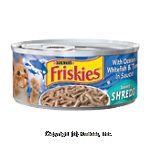 Friskies Wet Savory Shreds with ocean whitefish & tuna in sauce Center Front Picture