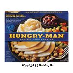 Hungry-Man  roasted carved white meat turkey, creamy mashed potatoes, gravy, stuffing and mixed vegetables Center Front Picture