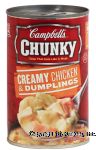 Campbell's Chunky creamy chicken and dumplings, soup that eats like a meal Center Front Picture