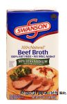 Swanson 100% Natural beef broth, 100% fat free, 50% less sodium Center Front Picture