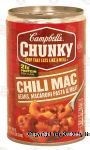 Campbell's Chunky chili mac; beans, macaroni pasta & meat soup Center Front Picture