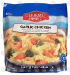 Gourmet Dining  garlic chicken; rotini pasta w/ brocooli & carrots, individually bagged ingredients Center Front Picture