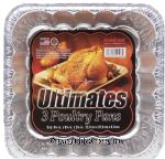 Handi-foil Ultimates 3 poultry pans, size 9 3/8in x 9 3/8in x 2 3/8in Center Front Picture