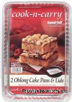 Handi-foil Cook-n-carry 2 oblong cake pans & lids, size 12 1/4in x 8 1/4in x 1 3/32in Center Front Picture