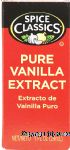 Spice Classics  extract pure vanilla, extracto de vainilla puro Center Front Picture