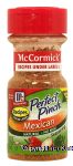 Mc Cormick Perfect Pinch mexican seasoning, no msg Center Front Picture