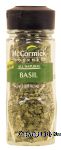 McCormick Gourmet basil, all natural Center Front Picture