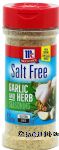 McCormick Salt Free garlic and herb seasoning Center Front Picture