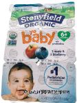 Stonyfield Organic yobaby; organic whole milk yogurt, 6- 4oz cups. 3 blueberry, 3 strawberry, vitamin d added Center Front Picture