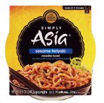 Simply Asia  sesame teriyaki noodle bowl, pre-cooked asian noodles with sesame teriyaki sauce & sesame seed toppi Center Front Picture