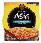 Simply Asia  spicy mongolian noodle bowl, pre-cooked noodles & sauce with vegetables & toppings Center Front Picture