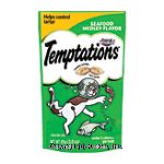 Whiskas Temptations cat treats, seafood medley flavour, tartar control, crunchy outside, soft inside Center Front Picture