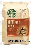 Starbucks Breakfast Blend medium roast whole bean coffee, 100% arabica coffee Center Front Picture