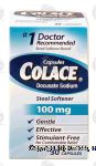 Colace  docusate sodium stool softener, 100 mg each, capsules Center Front Picture