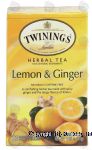 Twinings Of London Tea Bags Herbal Revive Lemon & Ginger Caffeine Free 1.06 Oz Center Front Picture