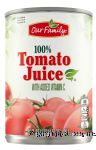 Our Family  tomato juice, 100% juice Center Front Picture