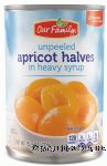 Our Family  apricot halves unpeeled in heavy syrup Center Front Picture