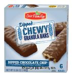 Our Family Dipped chewy chocolate chip granola bars dipped in chocolate, 6-bars Center Front Picture