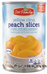 Our Family  peach slices in water artificially sweetened, yellow cling Center Front Picture