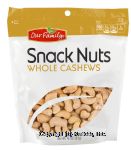 Our Family Snack Nuts whole cashews Center Front Picture