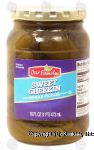 Our Family  sweet gherkin, whole pickles Center Front Picture