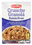 Our Family Crunchy Granola crunchy wheat flakes with raisins and oat & honey granola clusters Center Front Picture