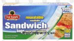 Our Family  sandwich bags, resealable, 6 1/2-in x 5 7/8-in Center Front Picture